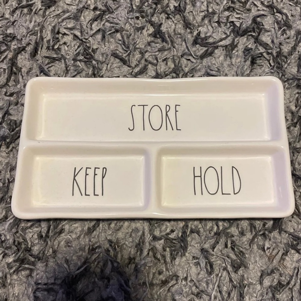 Rae Dunn Tray Organizer "Store Keep Hold